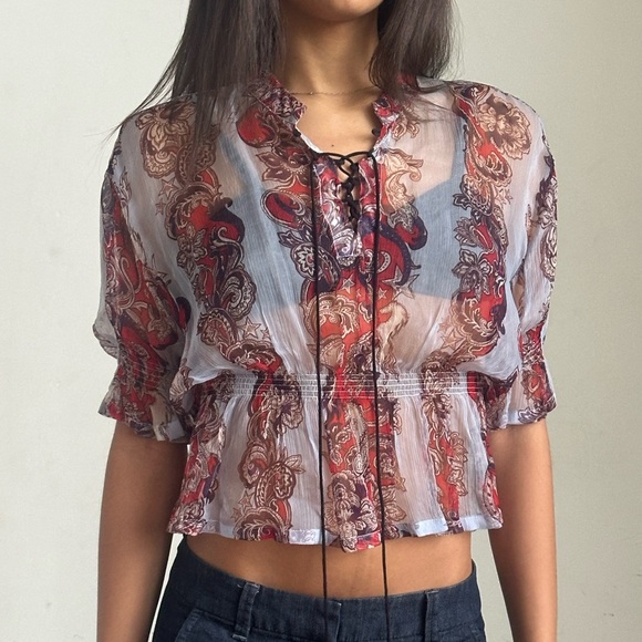 Just Cavalli Paisley Print Peplum Top - Picture 5 of 9